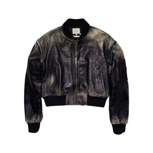 HalfBoy $2500 Leather cropped bomber Jacket